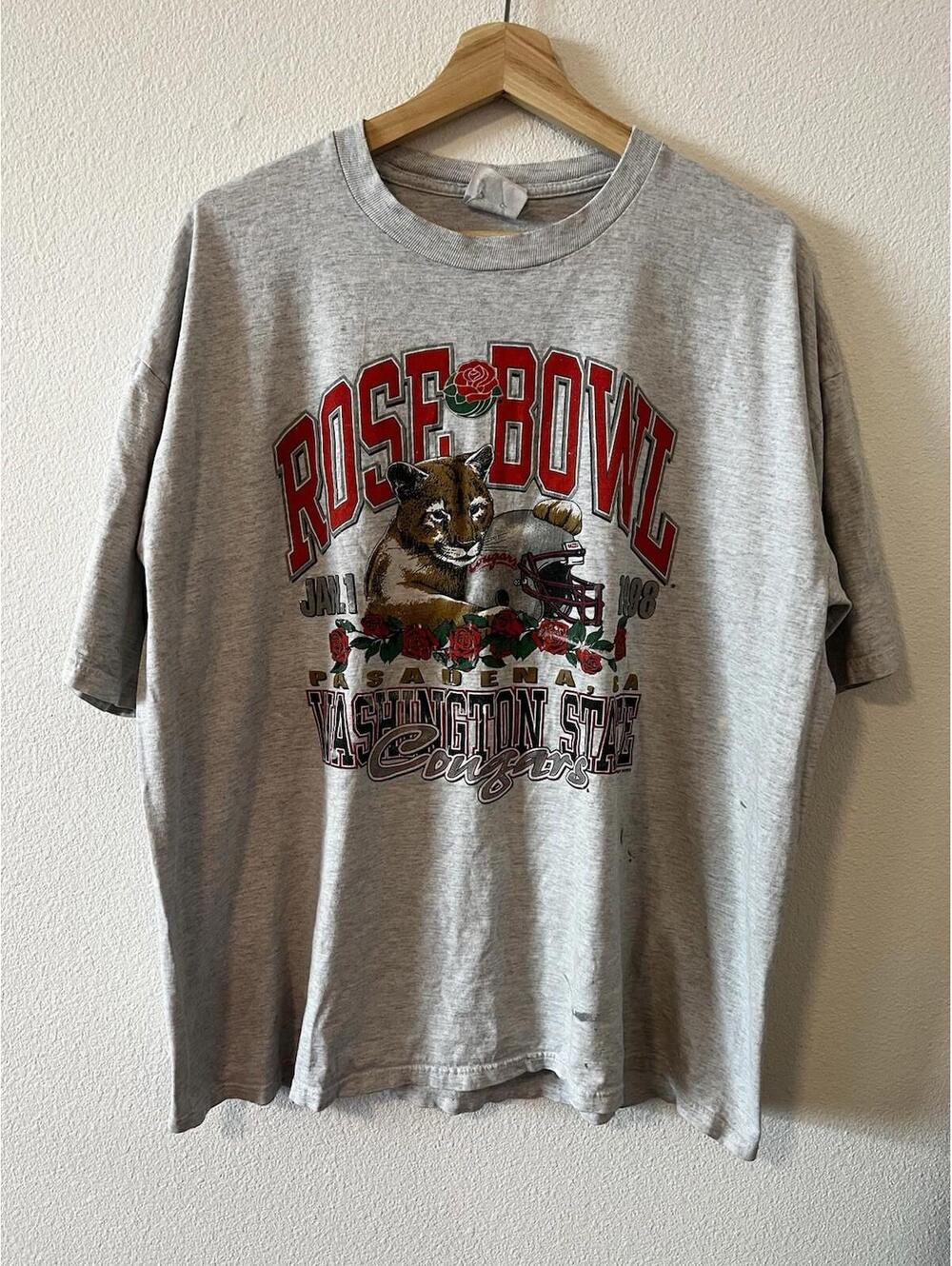 Vintage 1998 University Of Washington State Cougars Rose Bowl T-Shirt Large